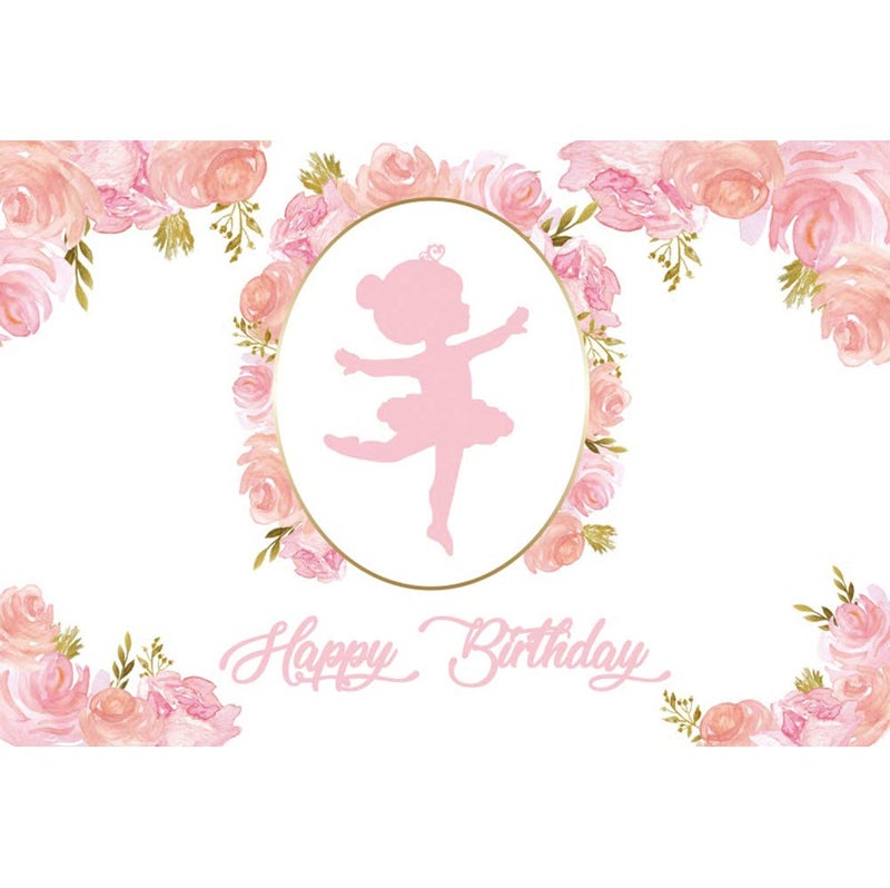 Leyiyi 6x4ft Pink Abstract Little Girl Ballerina in Tutu Dress Dancing Backdrop Pink Flower Happy Birthday Background Baby Shower Decoration Polyester Photo Studio Props - Image 1